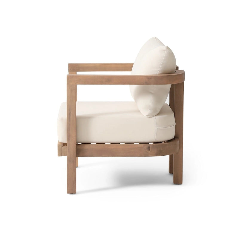 ( SET OF 2 )Outdoor Acacia Wood Patio Club Chair, Patio Furniture,Waterproof Thick Cushion Deep Seating for Porch