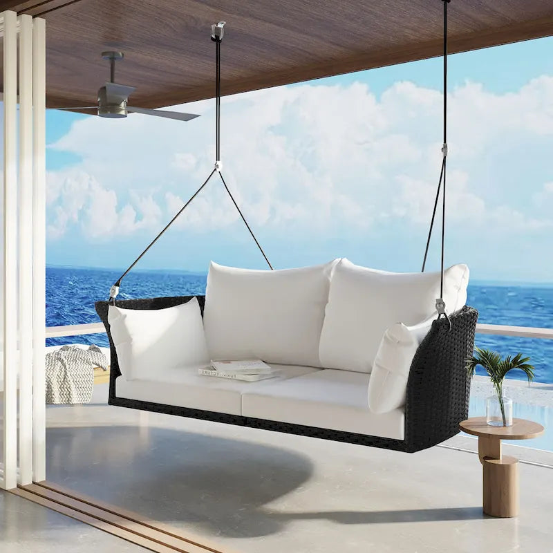 2-Person Rattan Woven Swing Chair