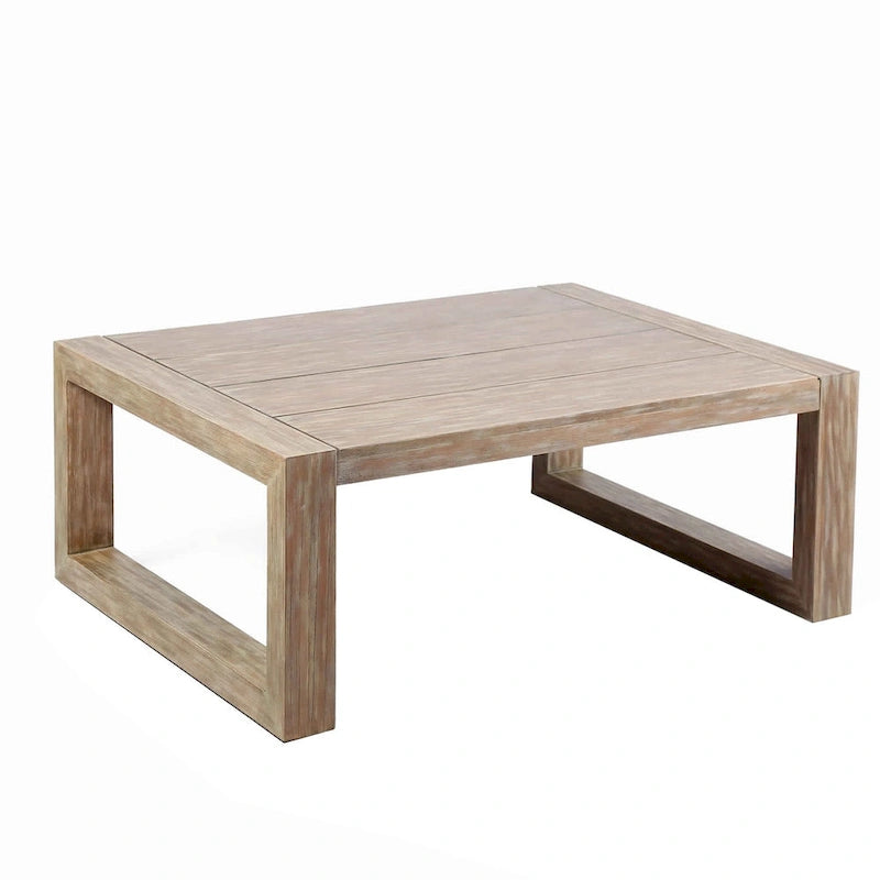 Wooden Outdoor Coffee Table with Plank Design Top, Gray
