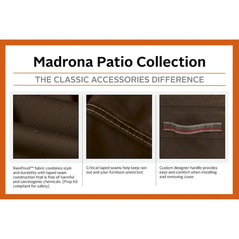 Classic Accessories Madrona Waterproof 108 Inch Rectangular/Oval Patio Table & Chair Set Cover