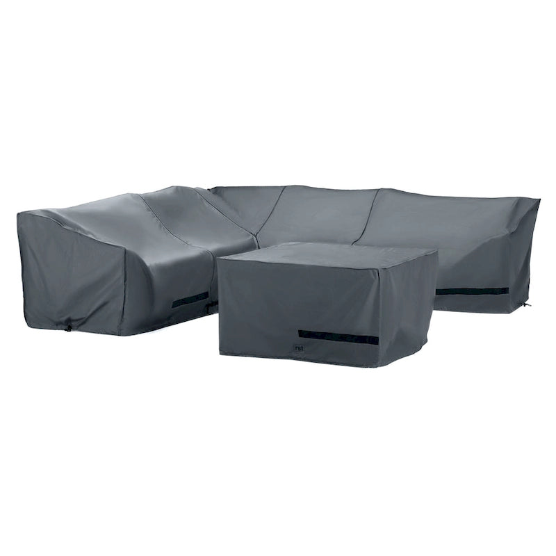 Portofino Comfort 6 Piece Polyester Outdoor Patio Sectional Fire Deluxe Furniture Covers - Grey