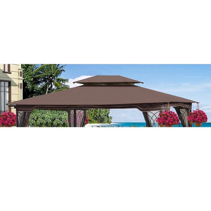 13x10Ft Outdoor Patio Gazebo Replacement Double Canopy Top Cover Only