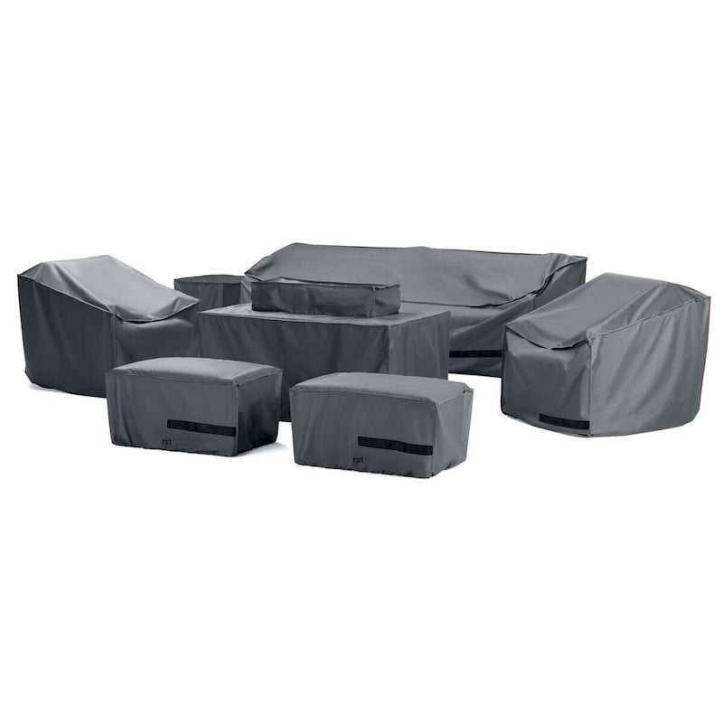 Porotifno Comfort 8 Piece Polyester Outdoor Patio Fire Seating Deluxe Furniture Covers - Grey