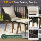 5 Pieces Patio Conversation Set with Cool Bar Table and Ottomans