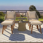 5 Pieces Patio Conversation Set with Cool Bar Table and Ottomans