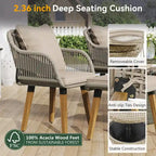 5 Pieces Patio Conversation Set with Cool Bar Table and Ottomans