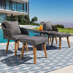 5 Pieces Patio Conversation Set with Cool Bar Table and Ottomans
