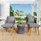 5 Pieces Patio Conversation Set with Cool Bar Table and Ottomans
