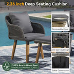 5 Pieces Patio Conversation Set with Cool Bar Table and Ottomans