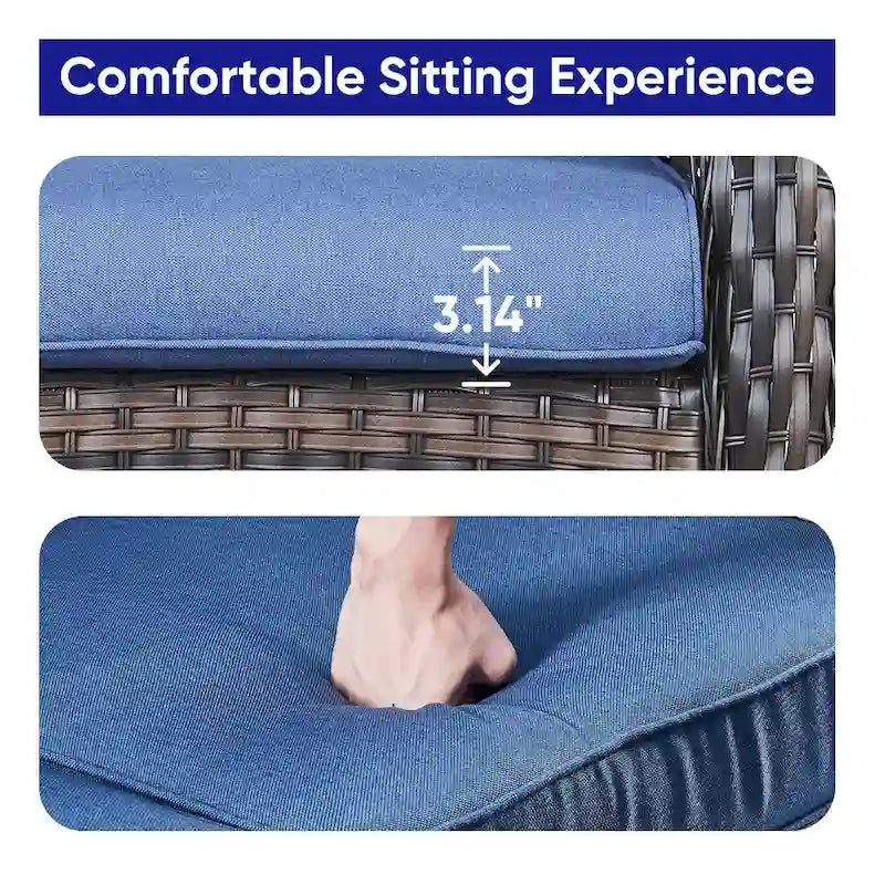 Outdoor Glider Patio Loveseat Sofa With Chair Table - Brown