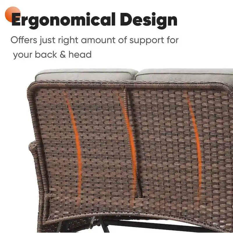 2 Rocking Glider and 2 Swivel Chairs, 1 Loveseat Glider with Coffee Table - Brown