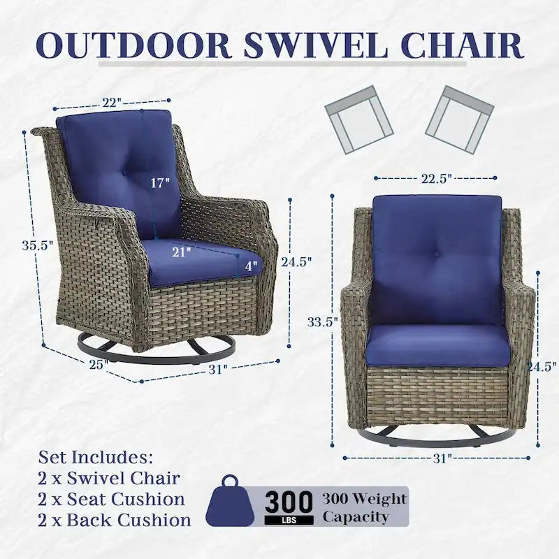 Gymojoy Outdoor High Back Chair Patio Furniture Sofa Set - Grey