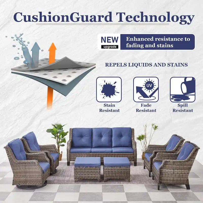 Gymojoy Outdoor High Back Chair Patio Furniture Sofa Set - Grey