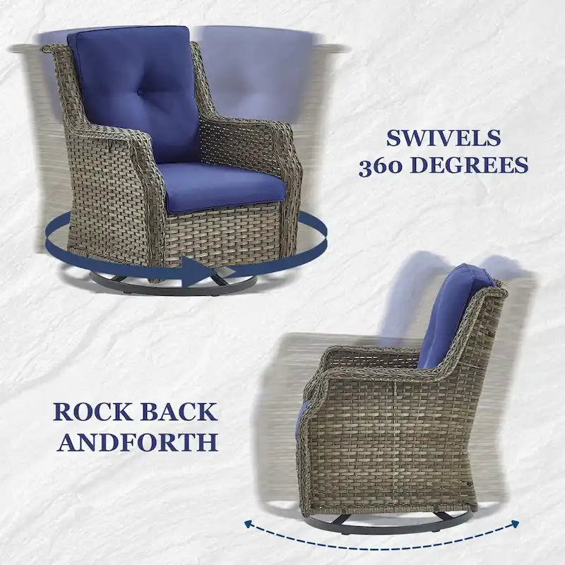 Gymojoy Outdoor High Back Chair Patio Furniture Sofa Set - Grey