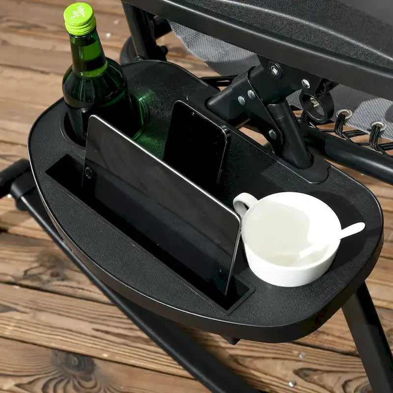 2 Pieces Foldable Reclining Zero Gravity Lounge Rocker with Pillow