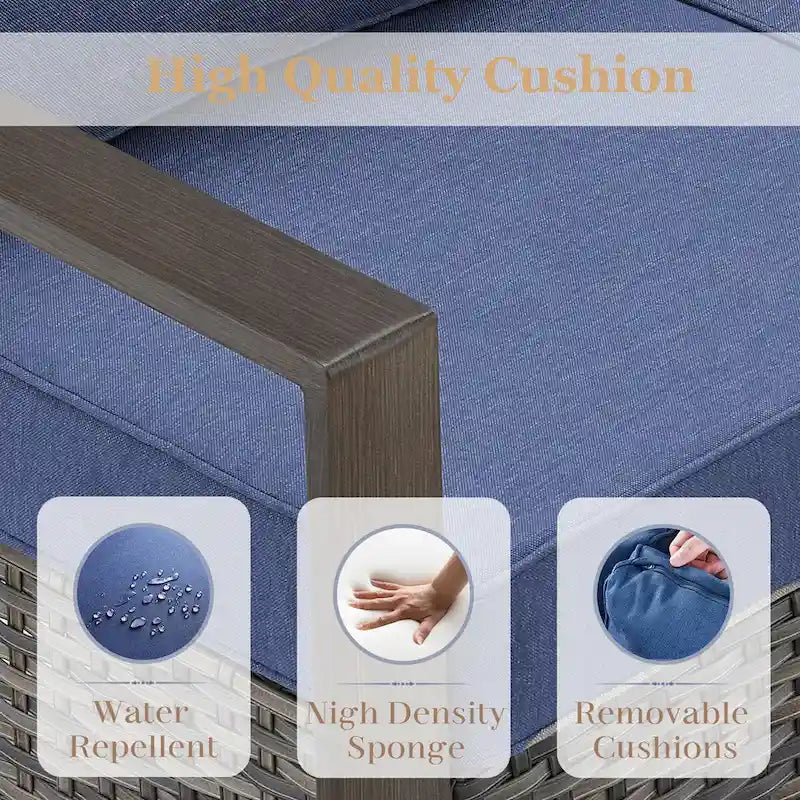 Outdoor Sectional Sofa with Swivel Chair, Ottomans - Grey