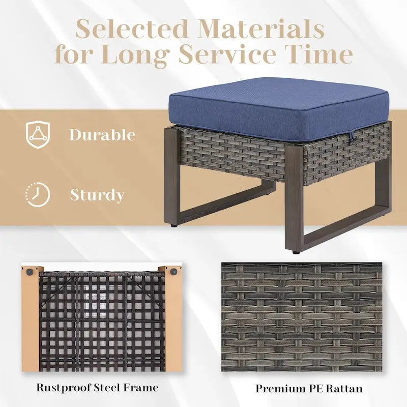 Outdoor Sectional Sofa with Swivel Chair, Ottomans - Grey