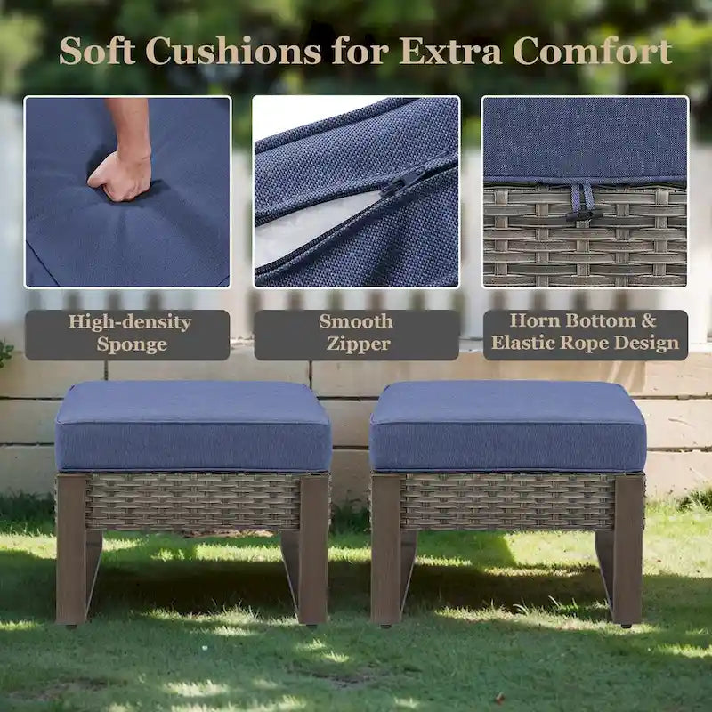 Outdoor Sectional Sofa with Swivel Chair, Ottomans - Grey