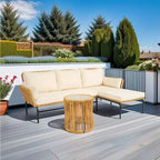 3 Pieces Outdoor Patio Wicker Furniture Sets Table and Chairs with 3.15-Inches Thick Cushion Outdoor Sofa Set