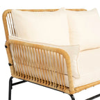 3 Pieces Outdoor Patio Wicker Furniture Sets Table and Chairs with 3.15-Inches Thick Cushion Outdoor Sofa Set