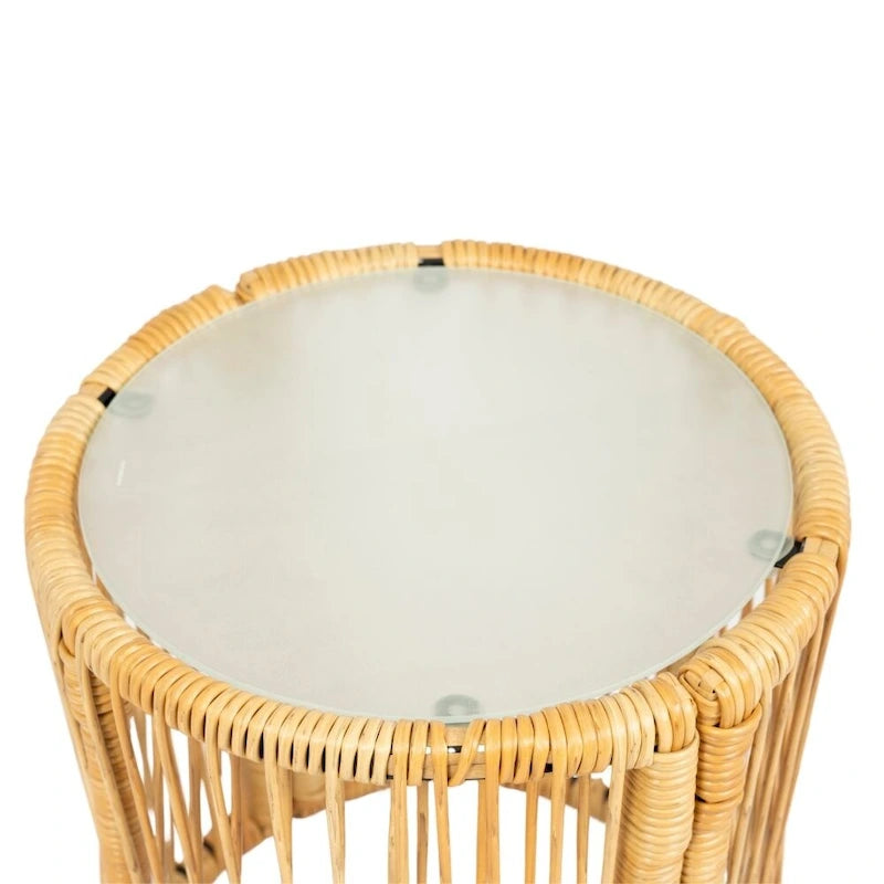 3 Pieces Outdoor Patio Wicker Furniture Sets Table and Chairs with 3.15-Inches Thick Cushion Outdoor Sofa Set