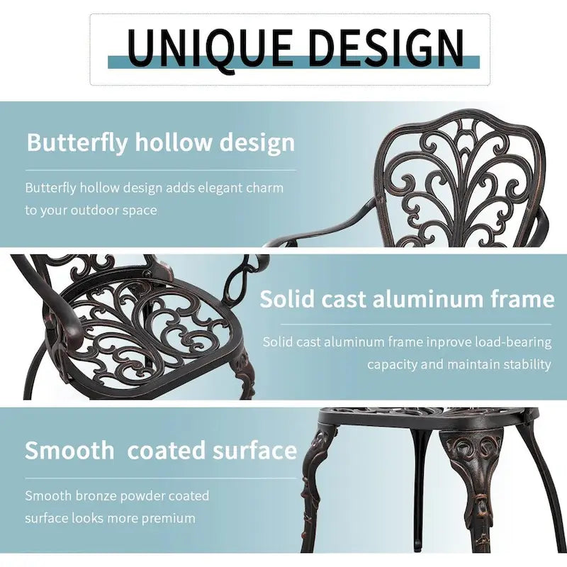 Piece Outdoor Table Set Cast Aluminum Table and Chairs Set