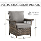 2 Club Chair,2 Ottoman, 3-seat Sofa and Coffee Table - Brown