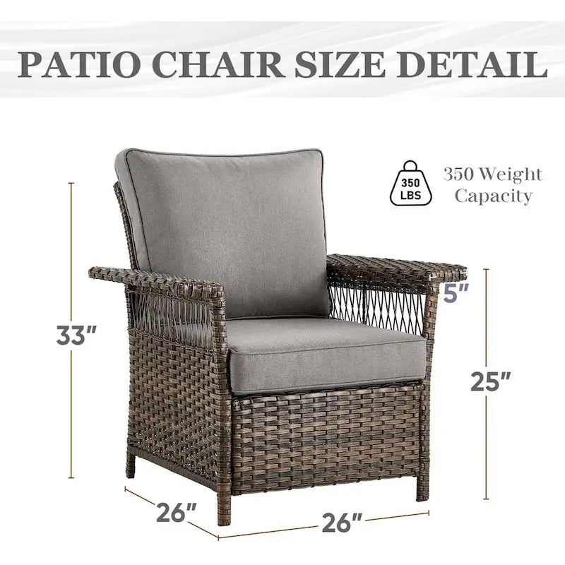 2 Club Chair,2 Ottoman, 3-seat Sofa and Coffee Table - Brown