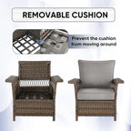 2 Club Chair,2 Ottoman, 3-seat Sofa and Coffee Table - Brown