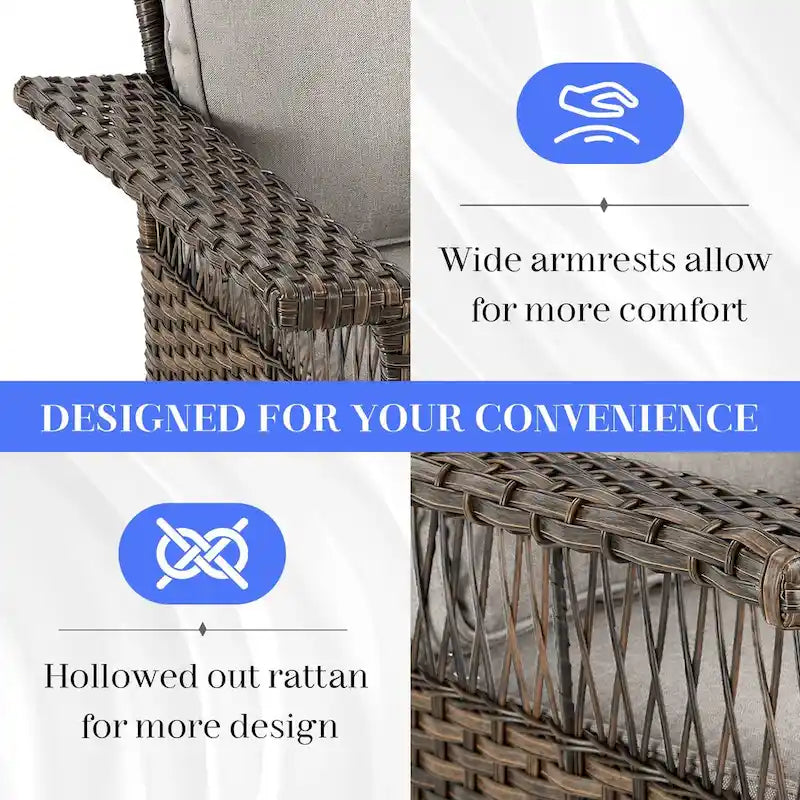 2 Club Chair,2 Ottoman, 3-seat Sofa and Coffee Table - Brown