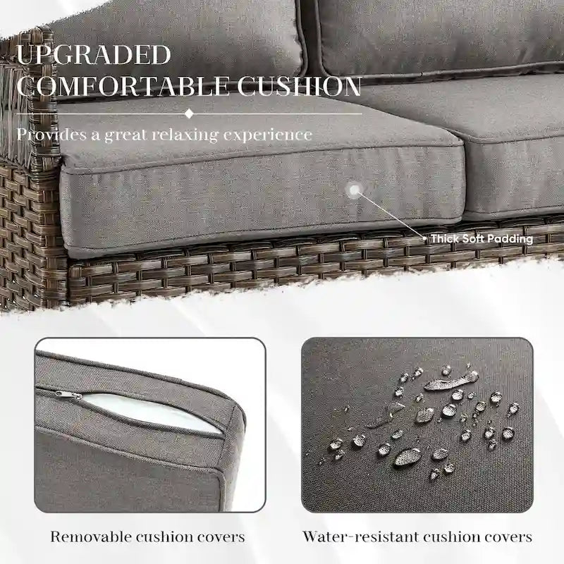 2 Club Chair,2 Ottoman, 3-seat Sofa and Coffee Table - Brown