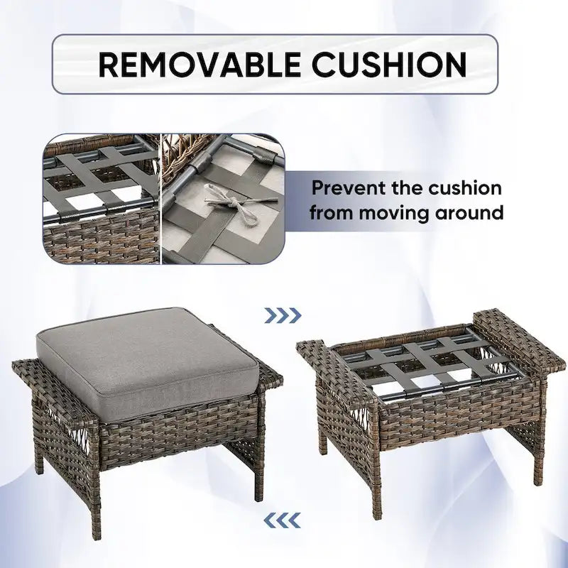 2 Club Chair,2 Ottoman, 3-seat Sofa and Coffee Table - Brown