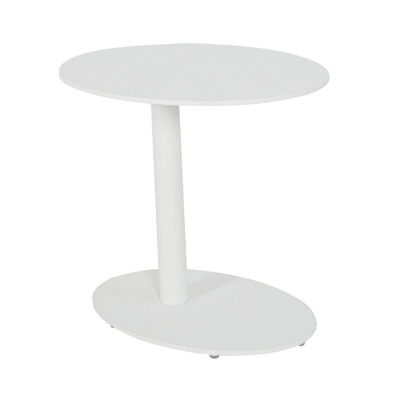 Modern Metal Outdoor Side Table With Oval Top and Base, White