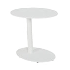 Modern Metal Outdoor Side Table With Oval Top and Base, White