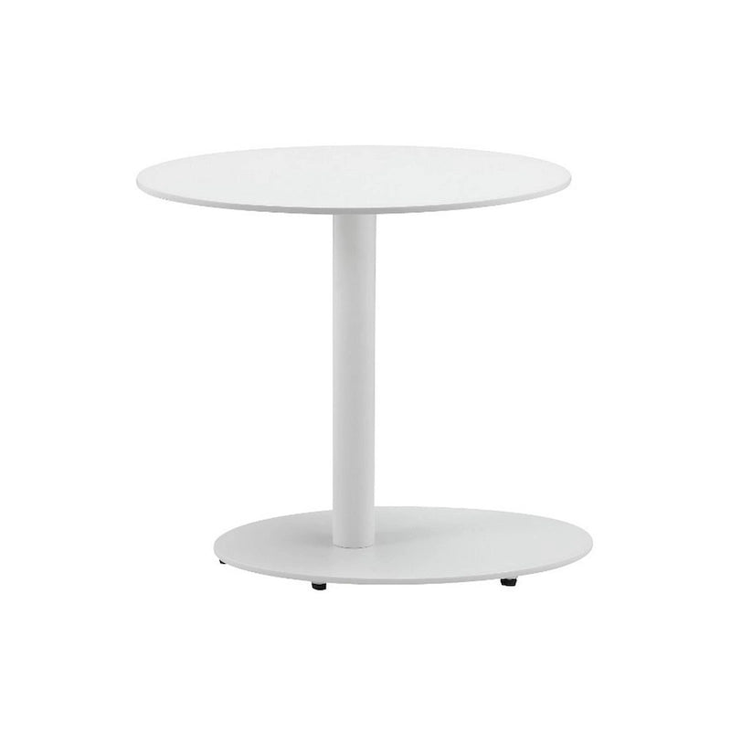 Modern Metal Outdoor Side Table With Oval Top and Base, White