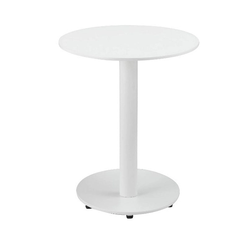 Modern Metal Outdoor Side Table With Oval Top and Base, White