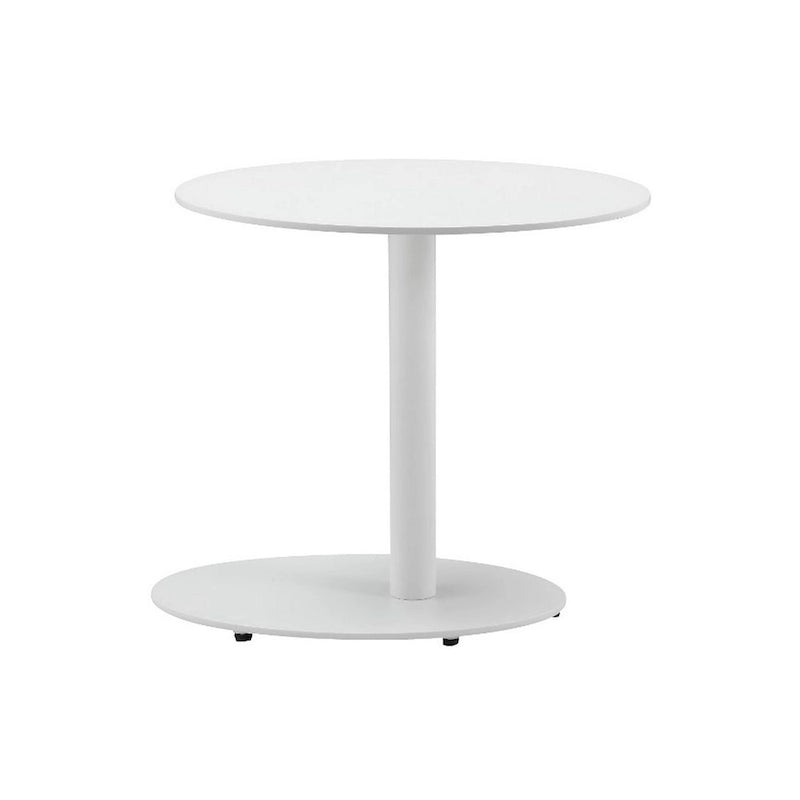 Modern Metal Outdoor Side Table With Oval Top and Base, White