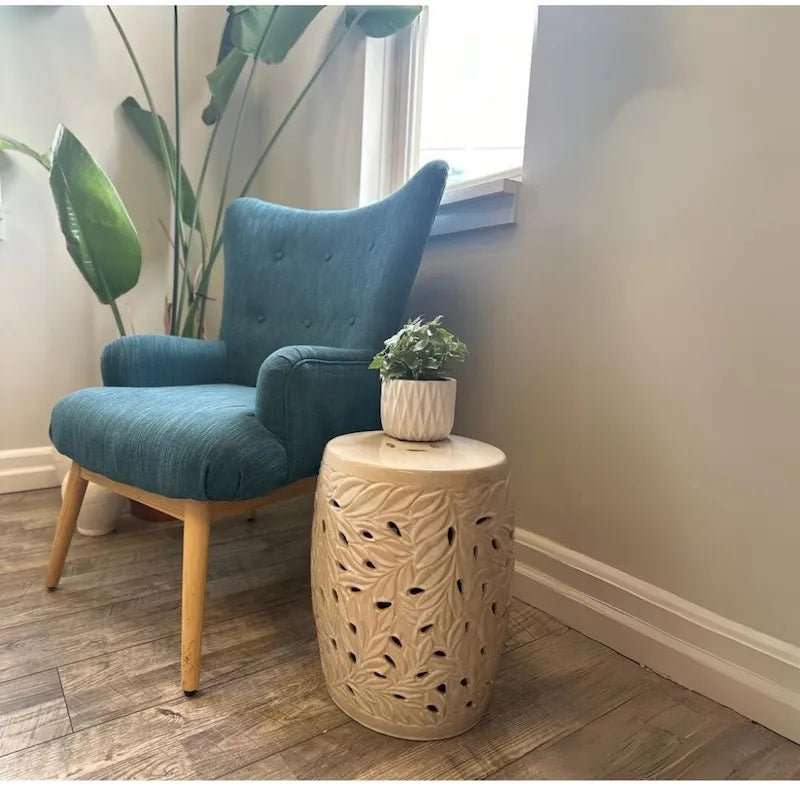 Euro Ceramica 18 Olivia Leaf Decorative Garden Stool