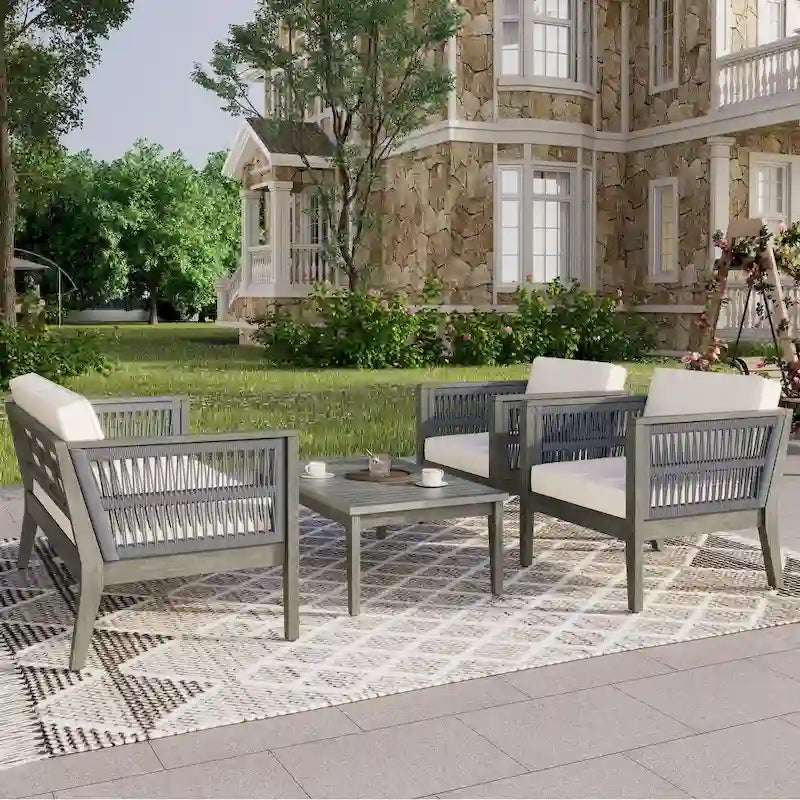 4-Pieces Acacia Wood Patio Furniture Set