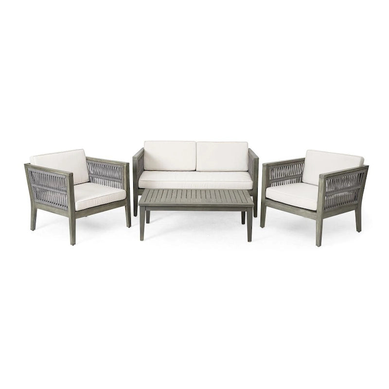 4-Pieces Acacia Wood Patio Furniture Set