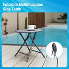 Foldable Lounge Chairs with 5 Reclining Positions and Round Table - N/A
