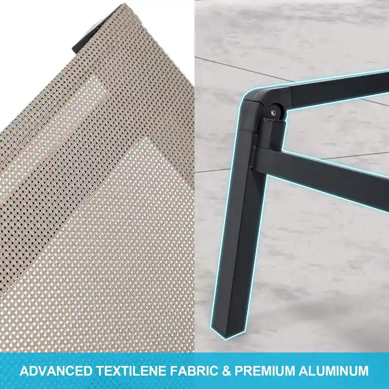 Foldable Lounge Chairs with 5 Reclining Positions and Round Table - N/A