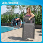 Foldable Lounge Chairs with 5 Reclining Positions and Round Table - N/A