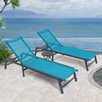 Foldable Lounge Chairs with 5 Reclining Positions and Round Table - N/A