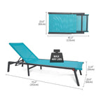 Foldable Lounge Chairs with 5 Reclining Positions and Round Table - N/A