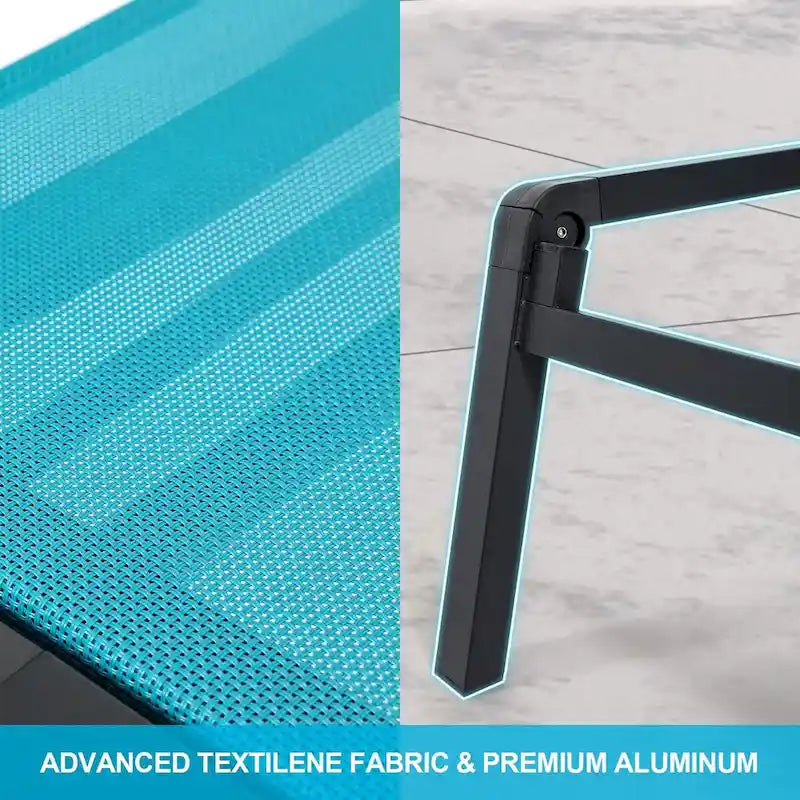 Foldable Lounge Chairs with 5 Reclining Positions and Round Table - N/A