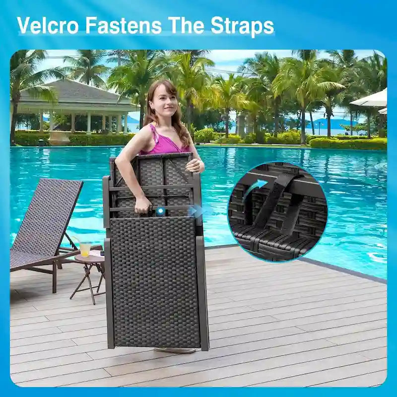 Outdoor Aluminum Rattan Wicker Patio Chaise Lounge Set of 2