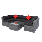 5 Pieces Outdoor Rattan Sectional Sofa with 2 Pillow and Table