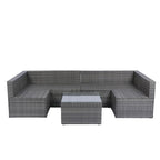 5 Pieces Outdoor Rattan Sectional Sofa with 2 Pillow and Table