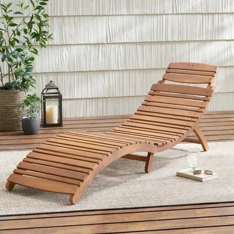 Lahaina Wood Foldable Chaise Lounge - as picture